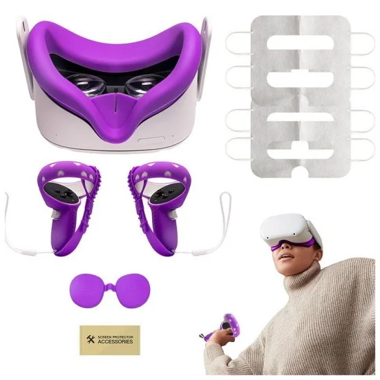 Gamax Oculus Quest 2 Silicone Protective Case Set - Purple